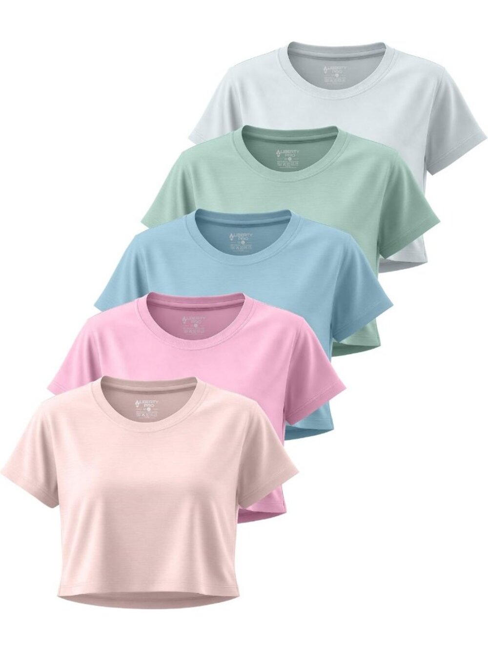 5 Pack Women's Active Boxy Cropped Tees - Stylish, Comfortable, Versatile Tops